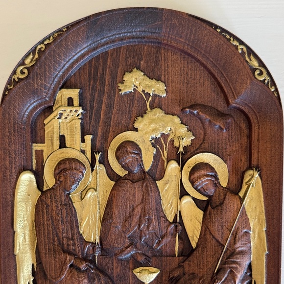 Wooden Religious Icon with Gold Accents - Picture 4 of 6